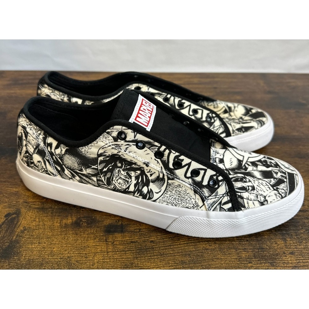 DC x Marvel Deadpool DP Manual Skate Shoe Black White Comic Men's 11.5 *No Laces - Picture 2 of 15